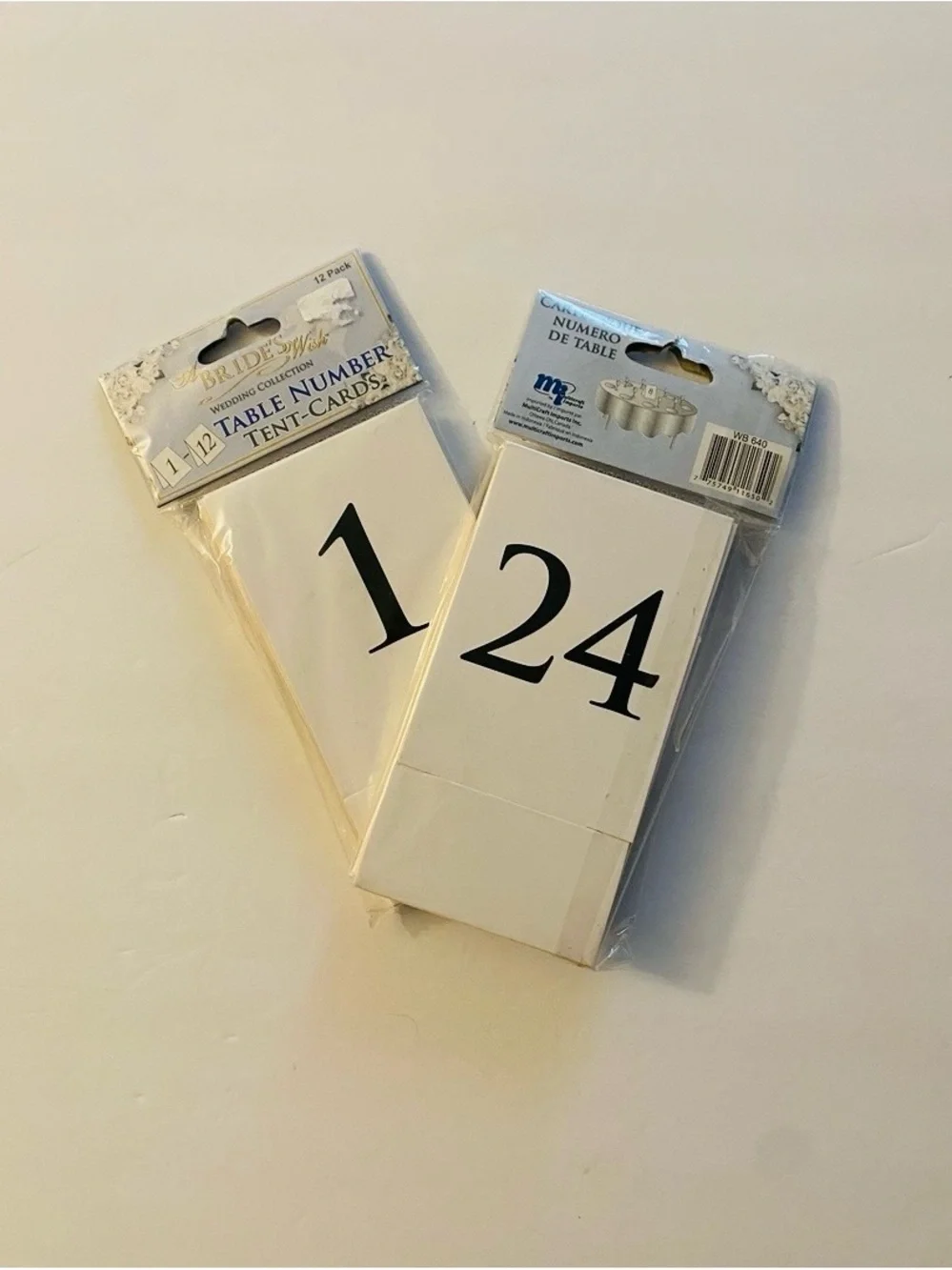 Table Number Tent Cards - White with Black Numbers